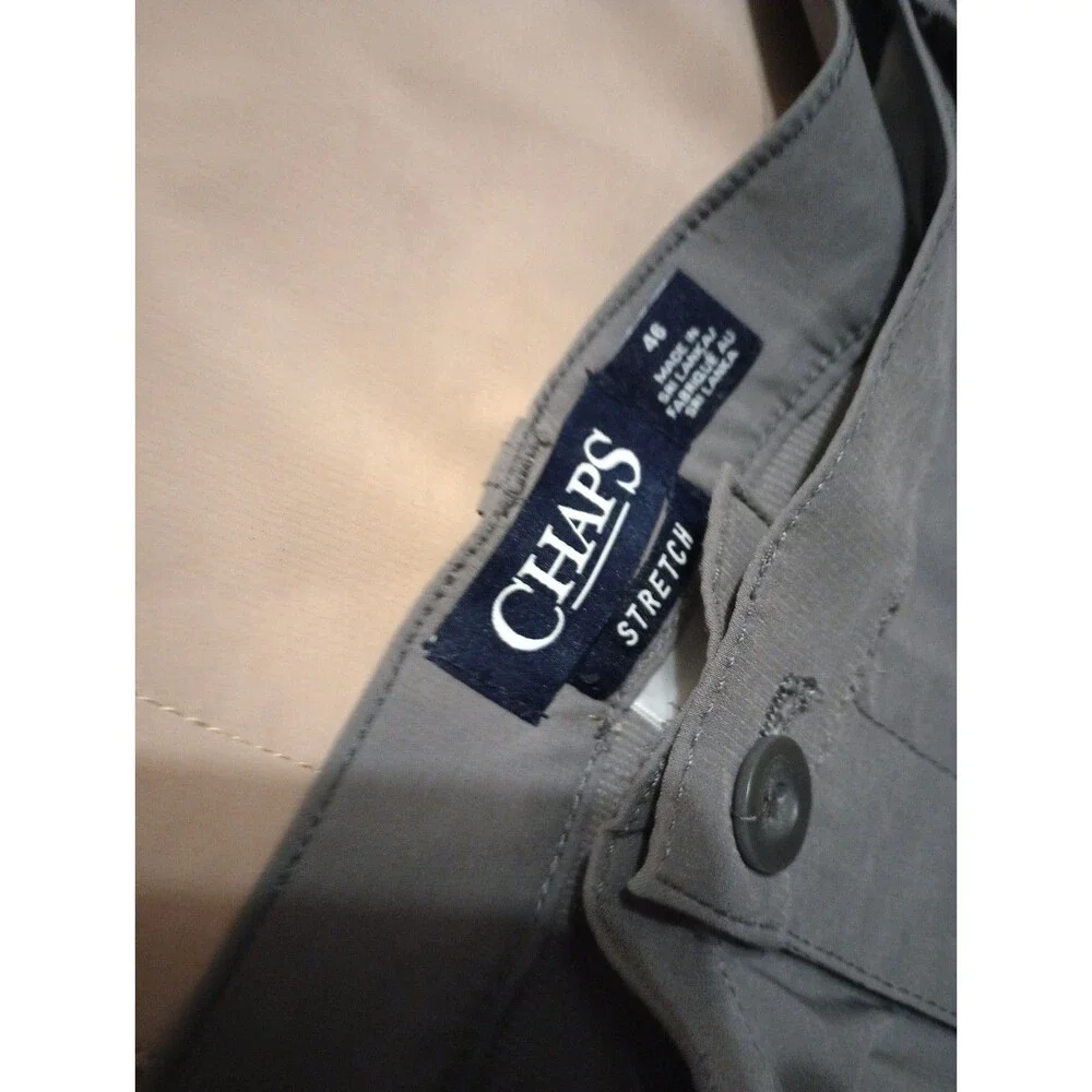 Lot Of 2 Chaps Stretch Shorts Mens 46 Beige / Blue Flat Front Classic Golf Core
